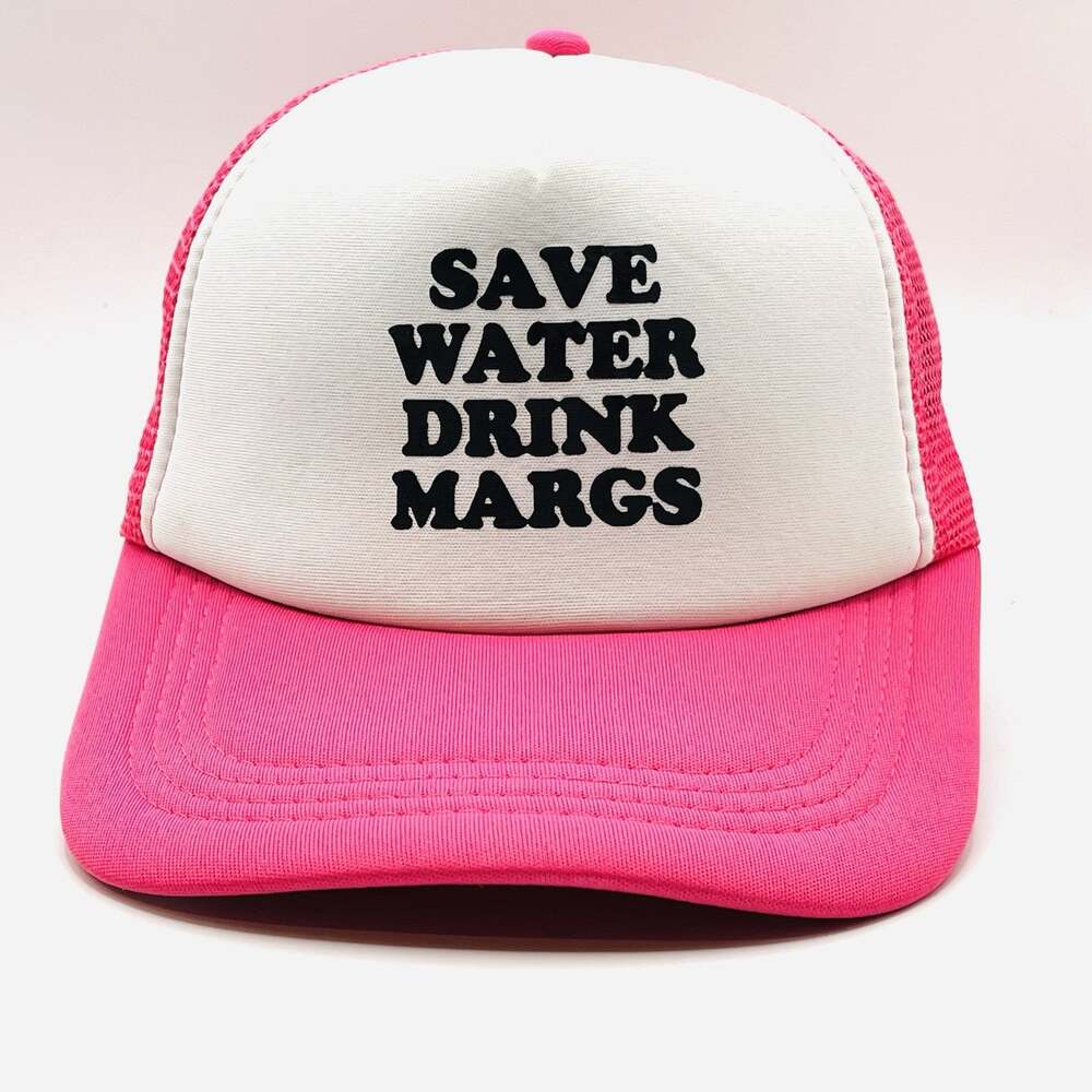 SAVE WATER DRINK MARGS HAT funny trucker hat hot pink snapback boating beach cap